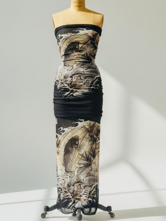 Jean Paul Gaultier Dresses & Skirts - Rare Archive Jean Paul Gaultier Koi Fish Mesh Illusion Strapless Maxi Dress XS-S